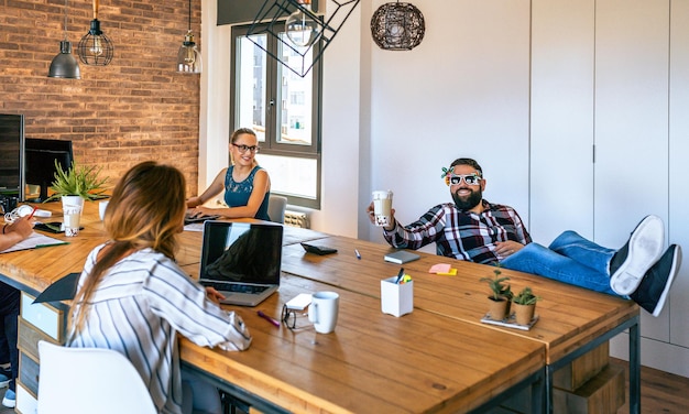 Startup founders working together